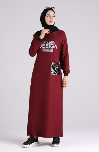 Weinrot Hijab Kleider 0400-01