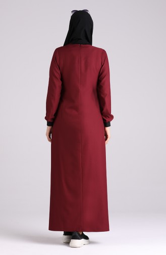 Claret Red Hijab Dress 0400-01
