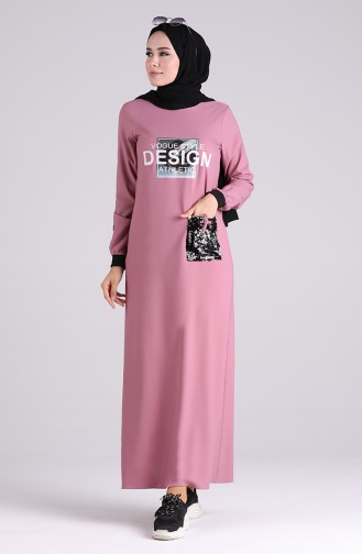 فستان زهري باهت 0400-04
