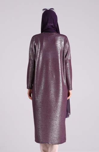 Silvery Bat Sleeve Long Tunic 8088-01 Purple 8088-01