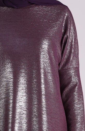 Silvery Bat Sleeve Long Tunic 8088-01 Purple 8088-01