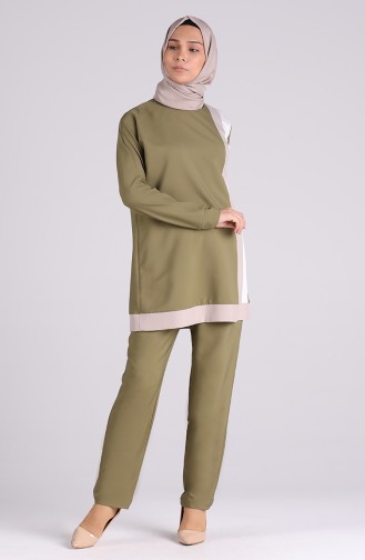 Striped Tunic Trousers Double Suit 0300-04 Khaki 0300-04