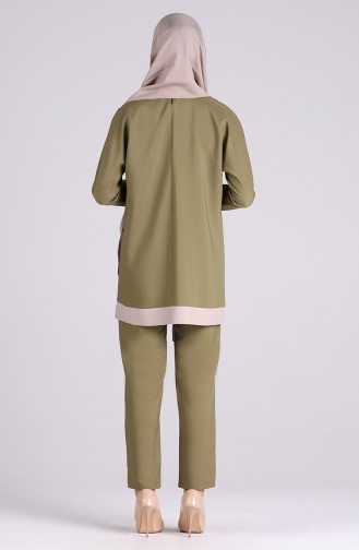 Şeritli Tunik Pantolon İkili Takım 0300-04 Haki