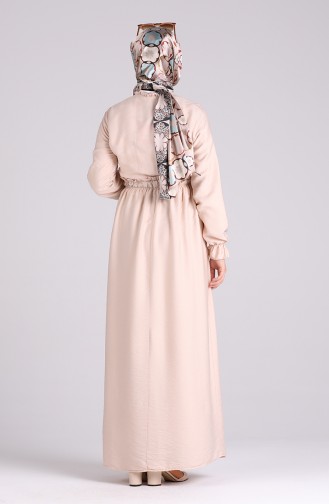 Beige Hijab Kleider 7041-01