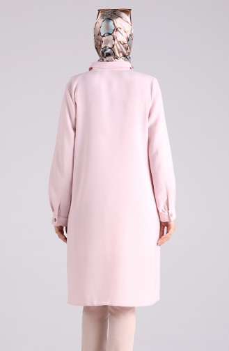 Aerobin Kumaş Gizli Düğmeli Tunik 5323-05 Toz Pembe