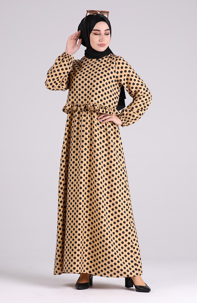 Mustard Hijab Dress 708703 Sefamerve