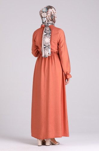 Ziegelrot Hijab Kleider 7041-04