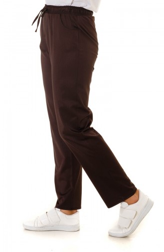 Pants with Elastic waist Pocket Detail 4210pnt-01 Brown 4210PNT-01