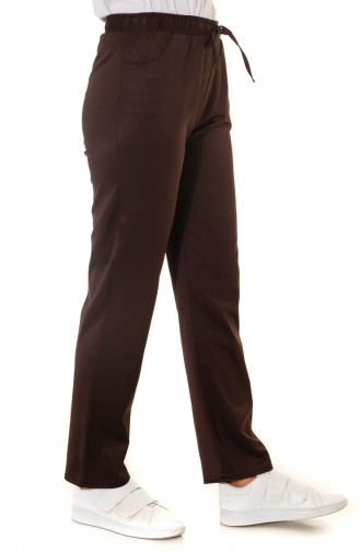 Pants with Elastic waist Pocket Detail 4210pnt-01 Brown 4210PNT-01