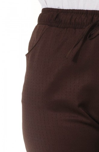 Pants with Elastic waist Pocket Detail 4210pnt-01 Brown 4210PNT-01