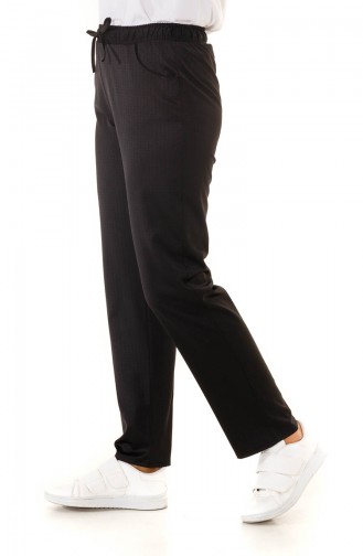 Pants with Elastic Waist Pocket Detail 4210pnt-03 Black 4210PNT-03