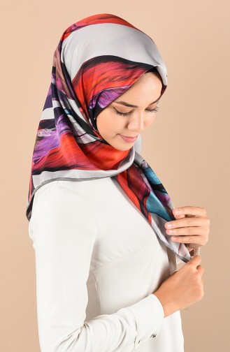 Aker S Twill Eşarp 6812-797-912 Gri Turkuaz