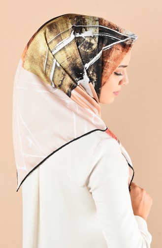 Armine Twill Eşarp 25832P-05 Bej Açık Hardal Siyah