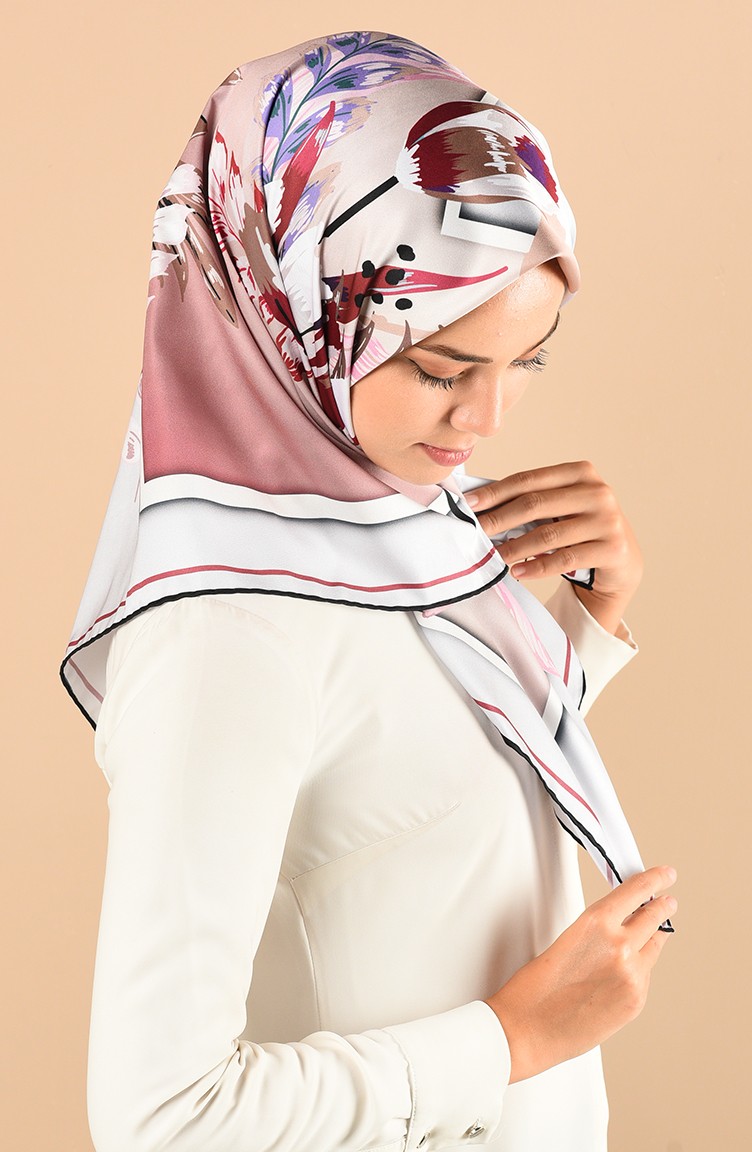 Armine Twill Eşarp 14106P-03 Gümüş Gri Mürdüm