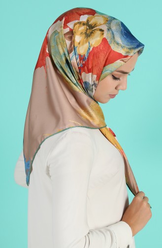 Desenli Rayon Eşarp 2960-12 Çağla Yeşili Kiremit