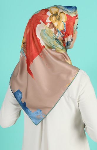 Desenli Rayon Eşarp 2960-12 Çağla Yeşili Kiremit