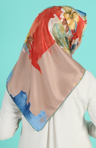 Desenli Rayon Eşarp 2960-12 Çağla Yeşili Kiremit