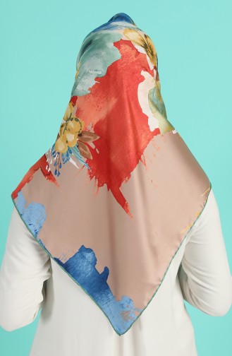 Desenli Rayon Eşarp 2960-12 Çağla Yeşili Kiremit