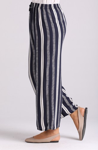 Striped wide Leg Pants 2029-01 Navy Blue 2029-01