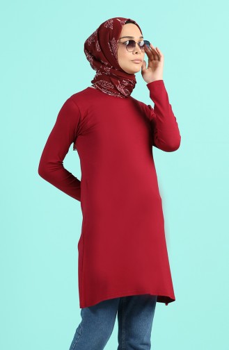 Düz Basic Tunik 2950-02 Mürdüm