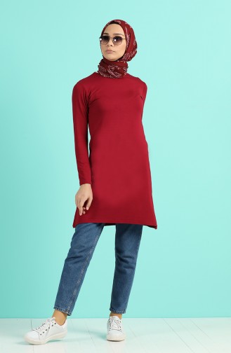 Düz Basic Tunik 2950-02 Mürdüm