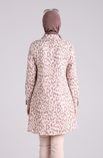 Düğmeli Keten Tunik 5036A-01 Bordo
