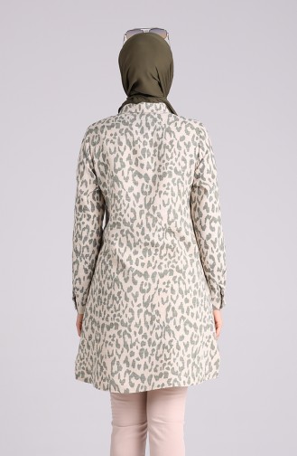 Düğmeli Keten Tunik 5036A-03 Haki