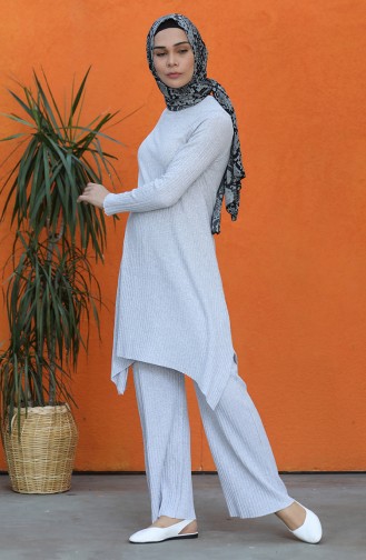 Asymmetric Tunic Trousers Double Suit 8147-03 Gray 8147-03