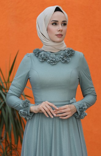 Unreife Mandelgrün Hijab-Abendkleider 4820-01