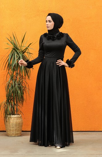 فساتين سهرة بتصميم اسلامي أسود 4820-02