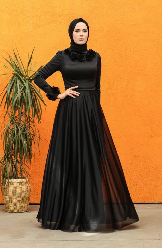 فساتين سهرة بتصميم اسلامي أسود 4820-02
