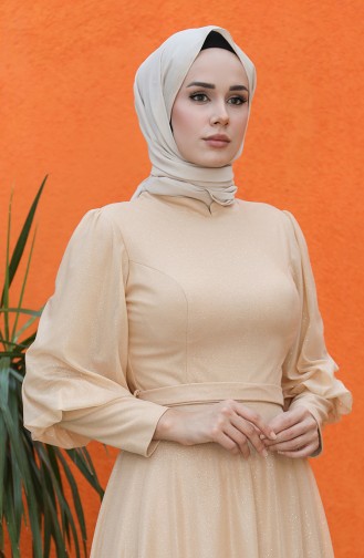 Lachsrosa Hijab-Abendkleider 4822-01