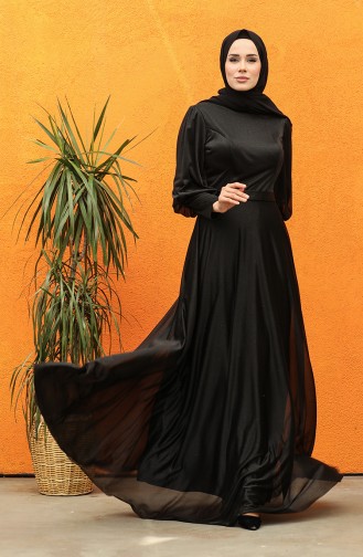 Schwarz Hijab-Abendkleider 4822-02