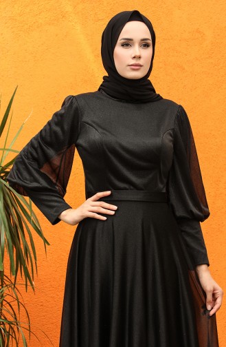 Schwarz Hijab-Abendkleider 4822-02