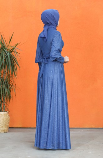 Saks-Blau Hijab-Abendkleider 4822-03