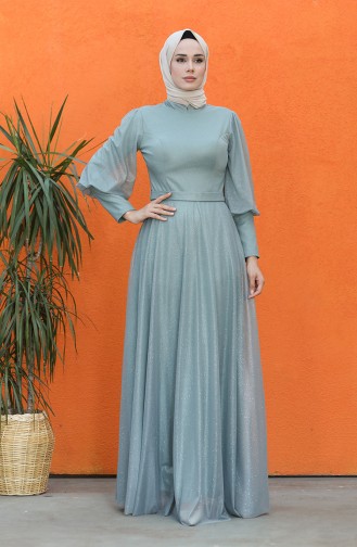 Unreife Mandelgrün Hijab-Abendkleider 4822-04
