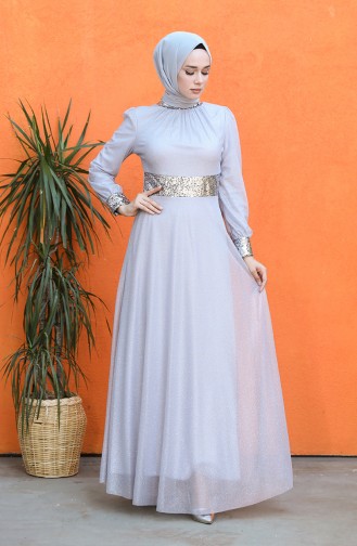 Grau Hijab-Abendkleider 4220-01
