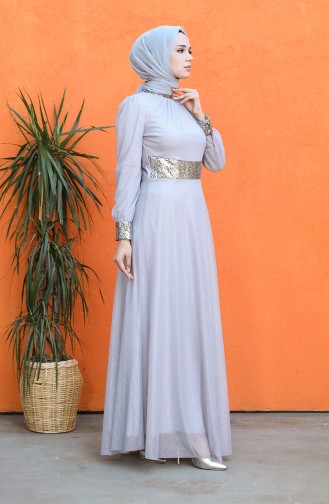 Grau Hijab-Abendkleider 4220-01