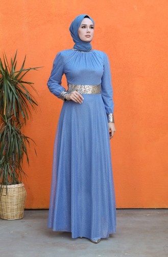Indigo Hijab-Abendkleider 4220-04