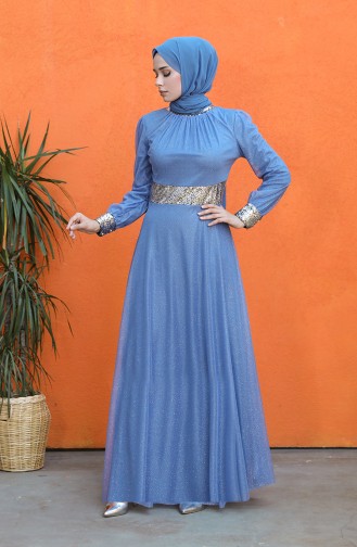 Indigo Hijab-Abendkleider 4220-04