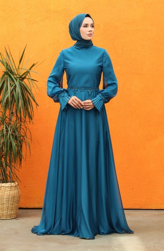 Petroleum Hijab-Abendkleider 0088-01