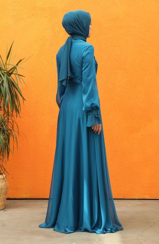 Petroleum Hijab-Abendkleider 0088-01