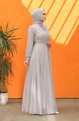 Grau Hijab-Abendkleider 5067-01