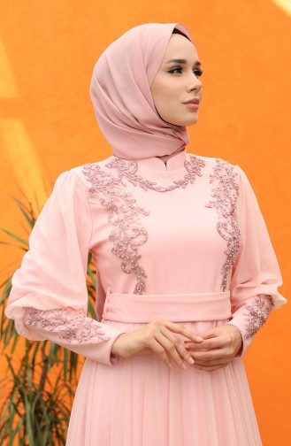 Powder Pink İslamitische Avondjurk 5073-01