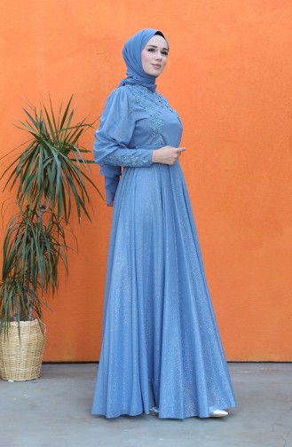 Indigo Hijab Evening Dress 5073-03