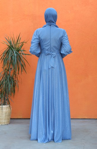 Indigo Hijab Evening Dress 5073-03