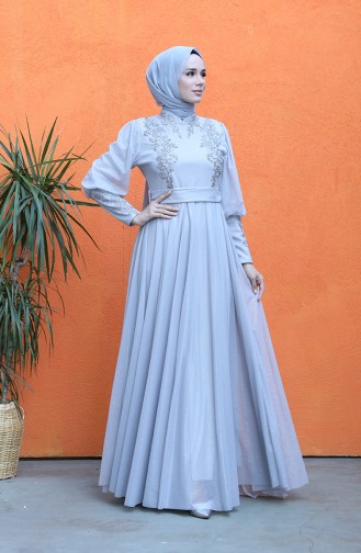 Grau Hijab-Abendkleider 5073-04