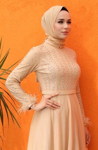 Beige Hijab-Abendkleider 5074-01