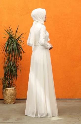 Naturfarbe Hijab-Abendkleider 5074-04