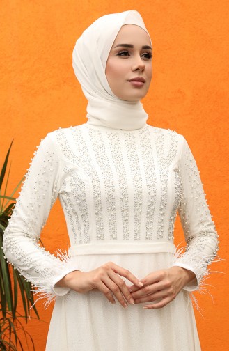 Naturfarbe Hijab-Abendkleider 5074-04